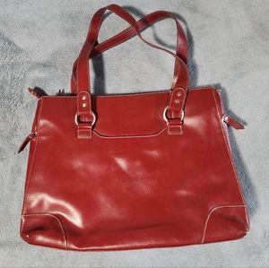 Franklin Covey Faux Leather Burgundy Briefcase Laptop Tote Bag Purse